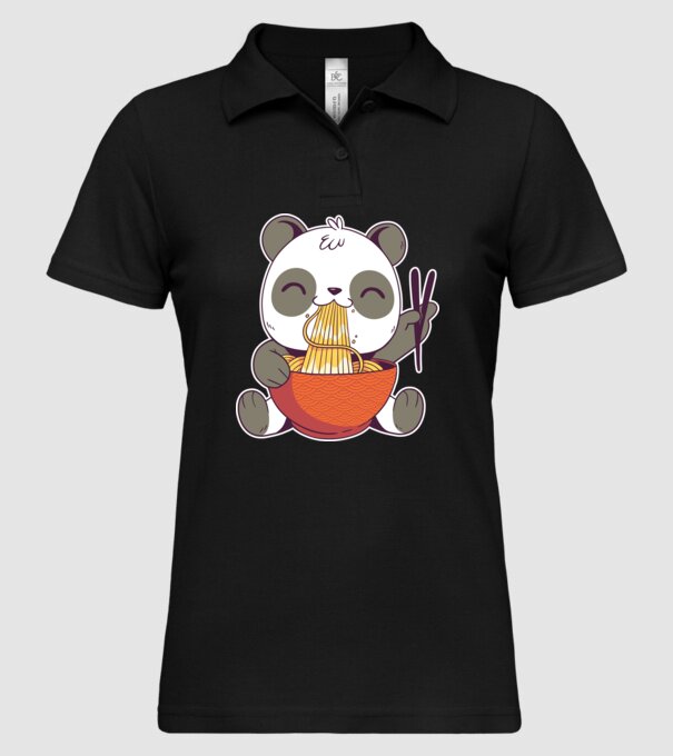 Panda drăguț cu paste model negru pe tricou
