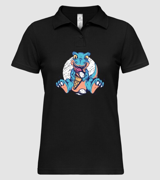 T-rex drăguț cu înghețată model negru pe tricou