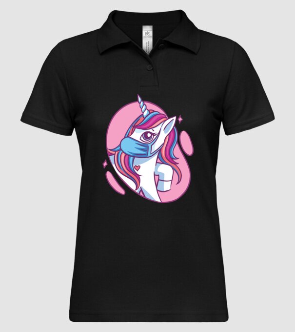 Unicorn drăguț cu mască model negru pe tricou