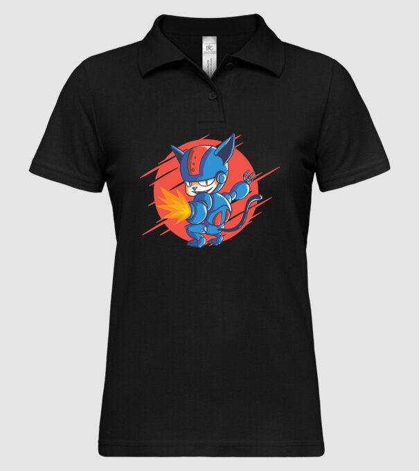Pisică Cyborg Robot model negru pe tricou
