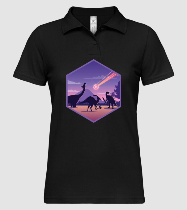 Dinozaur Meteor model negru pe tricou