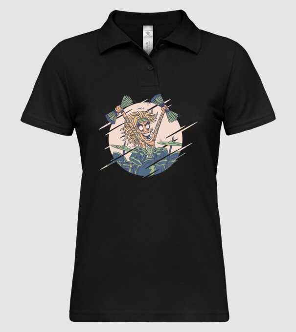 Baterist model negru pe tricou