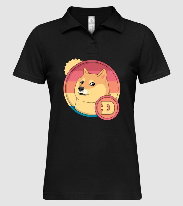 Doge Coin model negru pe tricou