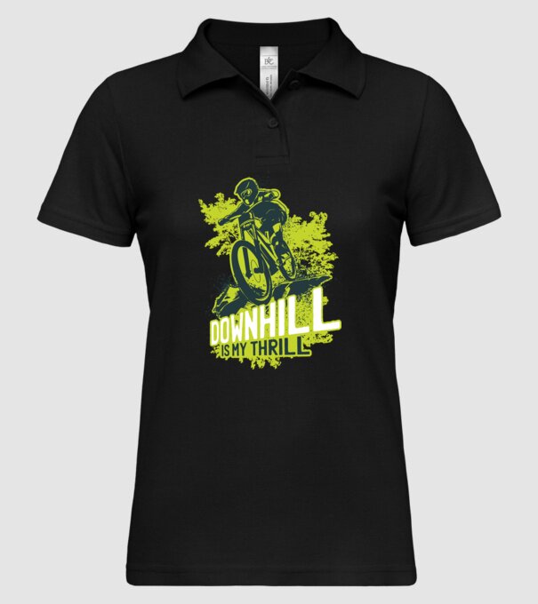 Downhill Is My Thrill tricou bicicletă model negru pe tricou