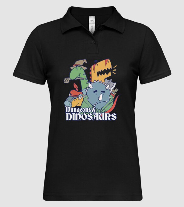 Dungeons and Dinosaurs model negru pe tricou