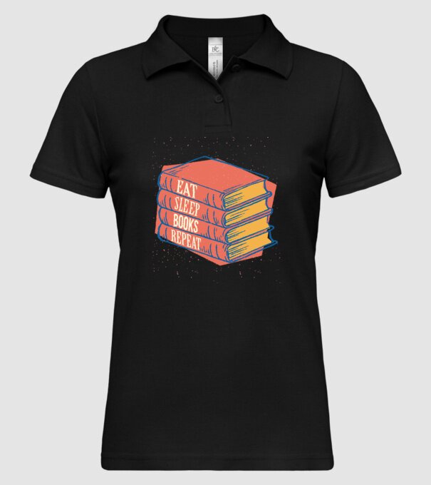 Eat Sleep Books Repeat Lectură model negru pe tricou