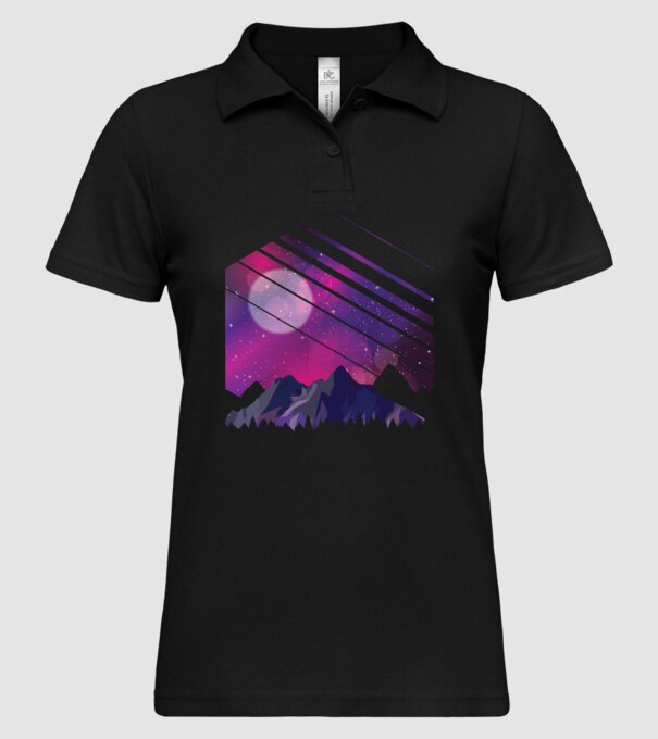 Noapte în munți cu stele model negru pe tricou