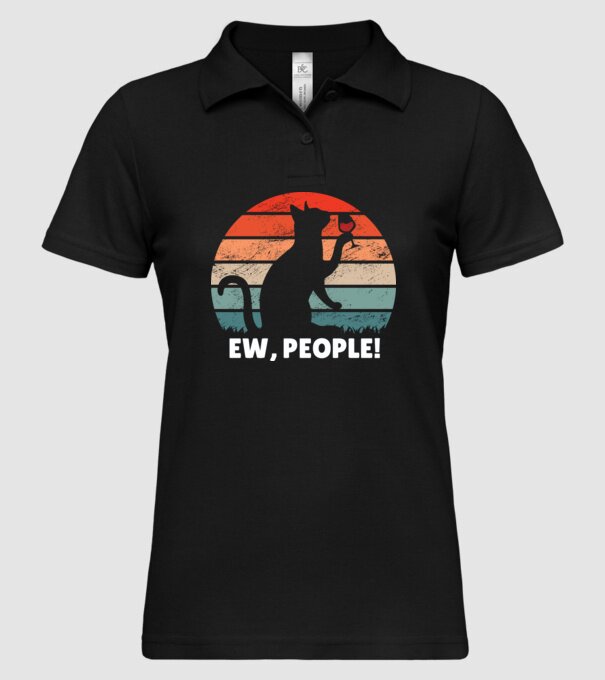 Ew, oameni - Pisică model negru pe tricou