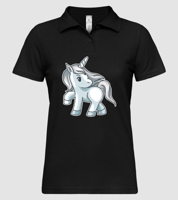 Unicorn de argint model negru pe tricou