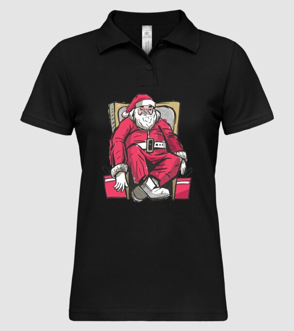 Moș Crăciun Obosit model negru pe tricou