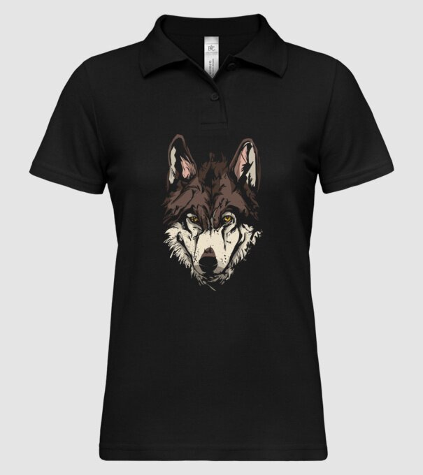 Cap de lup model negru pe tricou