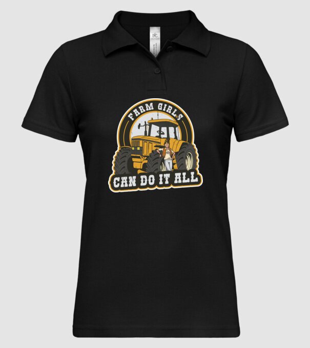 Farm Girls can do it all Tractor model negru pe tricou