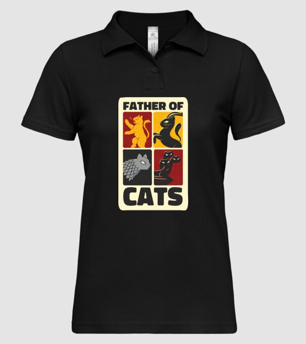 Father of Cats Game of Thrones parodie model negru pe tricou