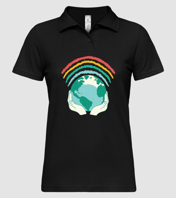 Pământ Wifi Curcubeu model negru pe tricou