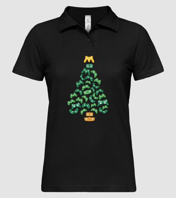 pom de Crăciun Gamer model negru pe tricou