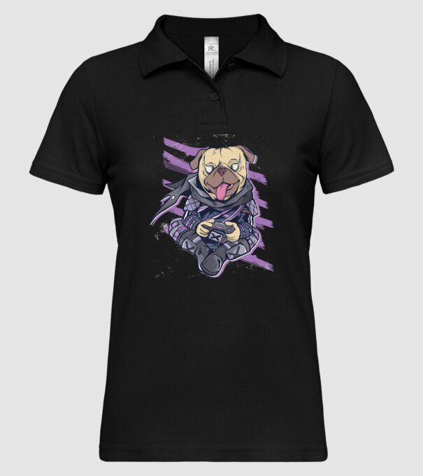 Mops Gamer model negru pe tricou