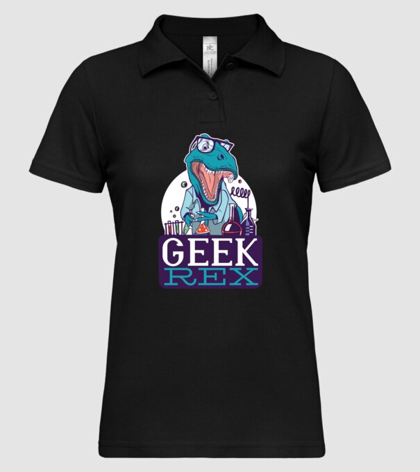 Geek Rex dinozaur tricou model negru pe tricou