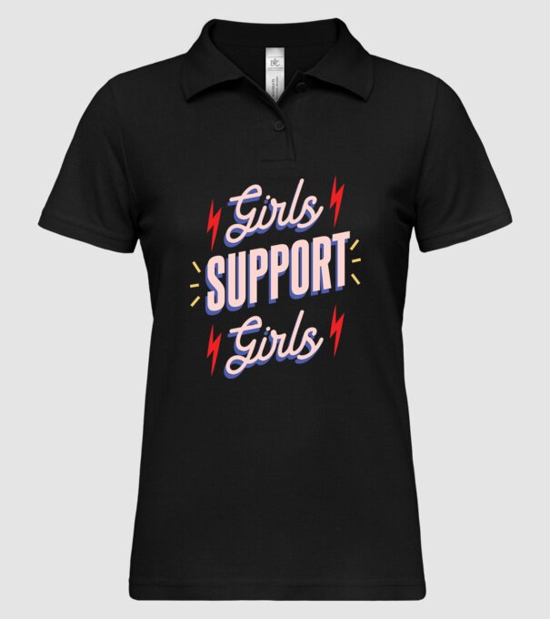 Girls Support Girls Ziua Femeii model negru pe tricou