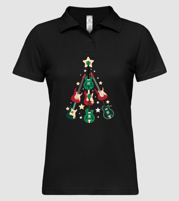 Pom de Crăciun Chitară model negru pe tricou