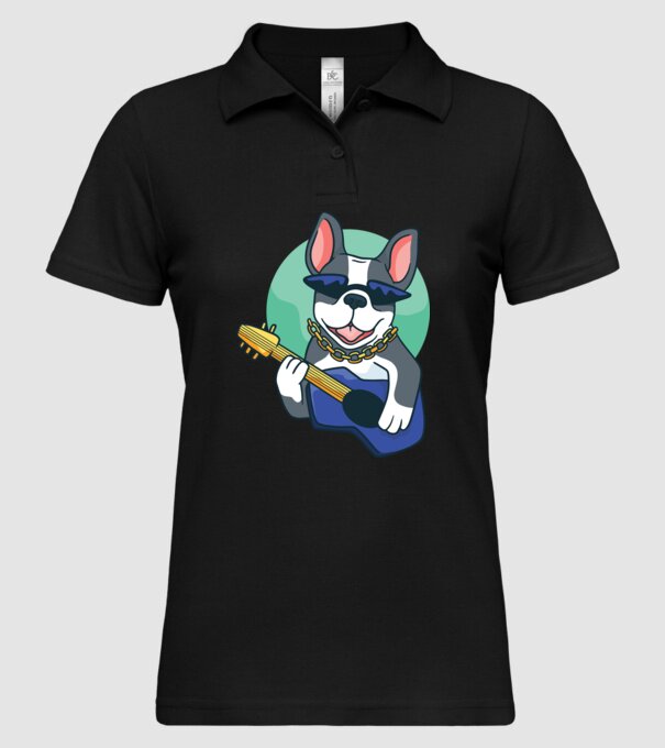 Bulldog Chitarist model negru pe tricou