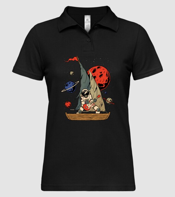 Astronaut Chitarist model negru pe tricou