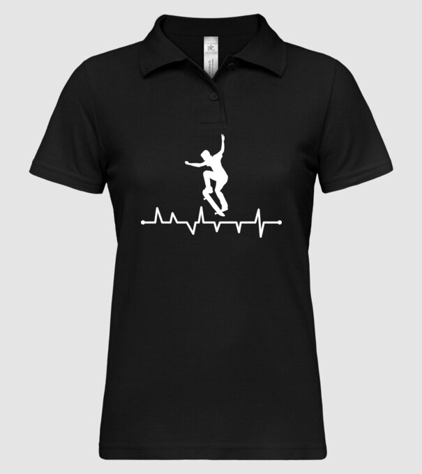 Heartbeat Skateboarder model negru pe tricou