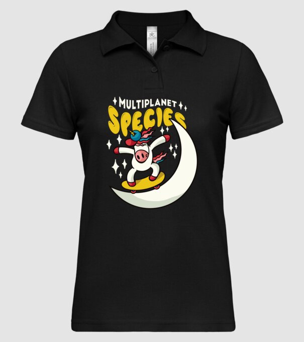 Skateboarding unicorn model negru pe tricou