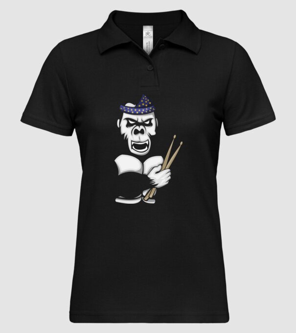 Gorilă Baterist model negru pe tricou