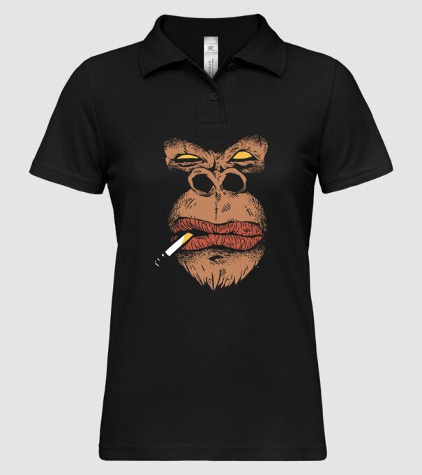 Cap de gorilă cu țigară model negru pe tricou