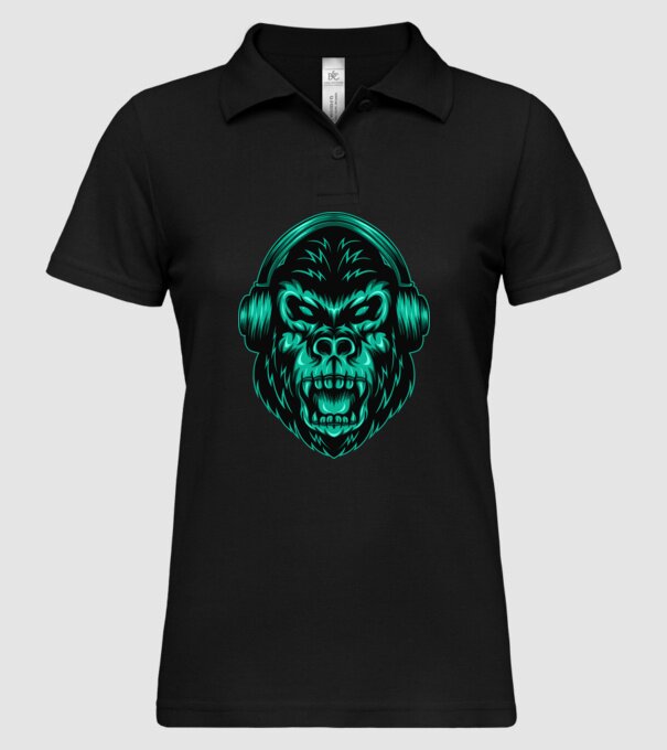 Gorilă căști model negru pe tricou