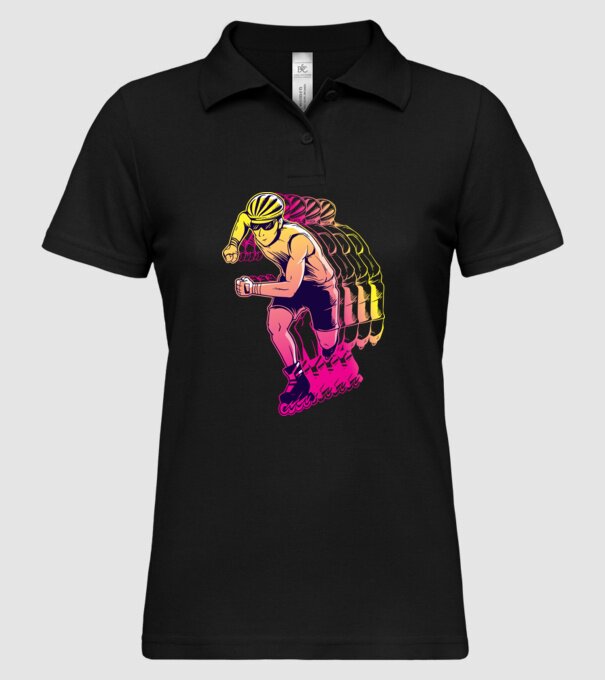 Concurent patine pe rotile model negru pe tricou