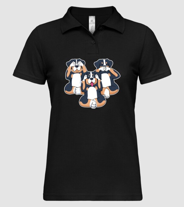 Trei câini model negru pe tricou