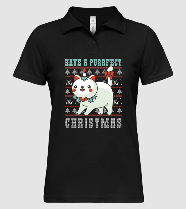Have a Purrfect Christmas model negru pe tricou