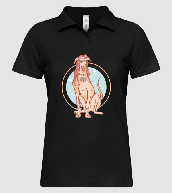Câine Ogar Hippy model negru pe tricou
