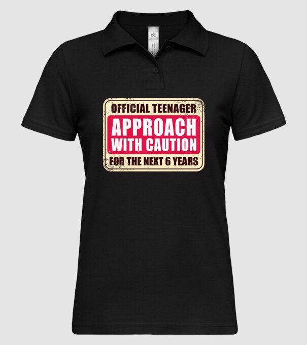 Adolescent oficial Abordați cu prudență model negru pe tricou