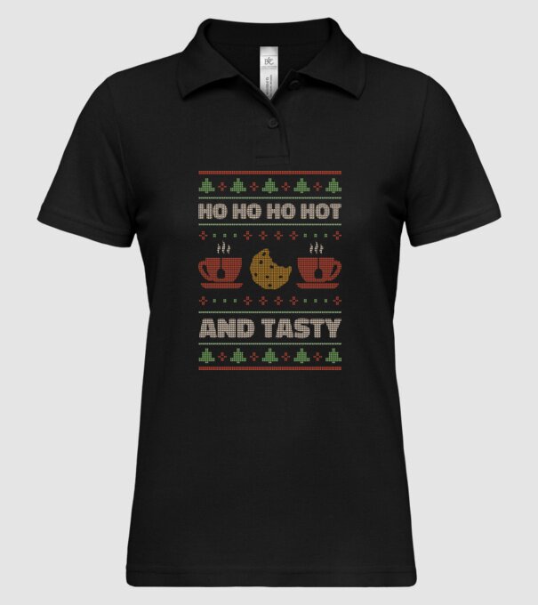 Ho Ho Ho Hot and Tasty Pulovăr urât model negru pe tricou