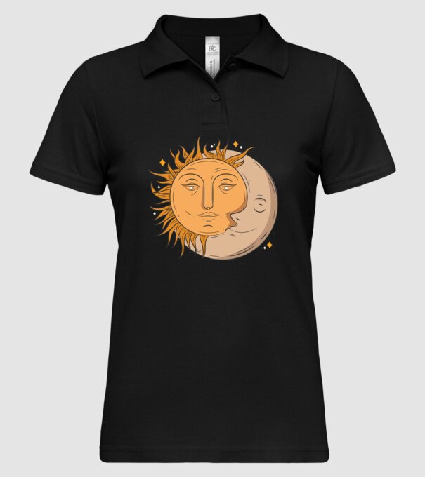 Luna și Soarele model negru pe tricou
