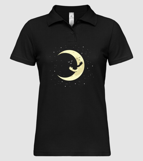 Luna și Soarele îmbrățișare model negru pe tricou