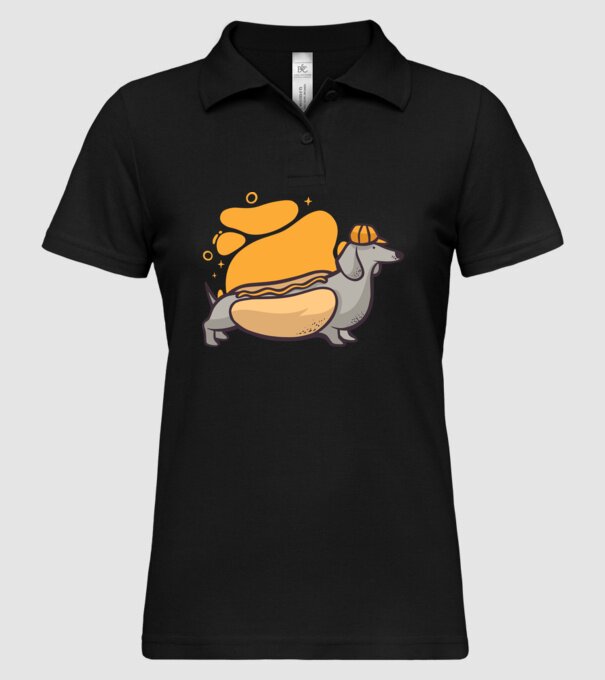 Teckel Hot dog model negru pe tricou