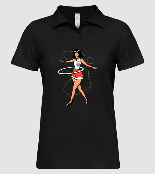 Cerc hula-hoop model negru pe tricou