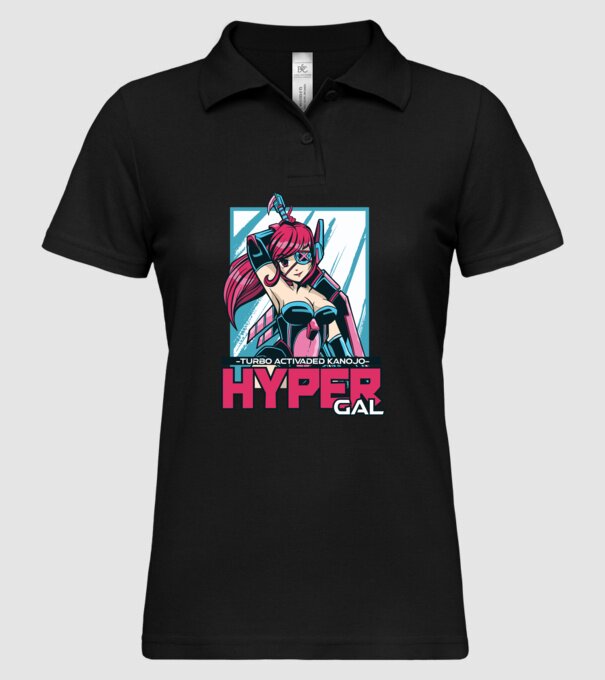 Hyper Gal - Fată Anime model negru pe tricou