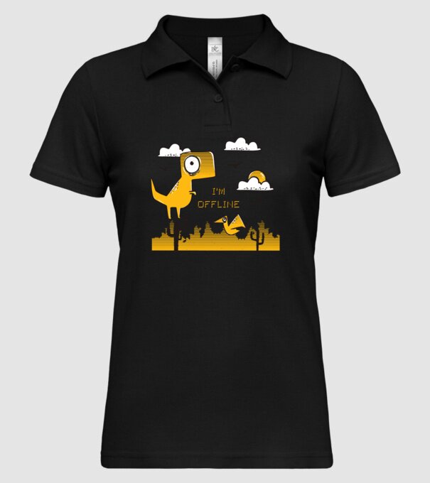 'I''m Offline - tricou amuzant cu dinozaur' model negru pe tricou