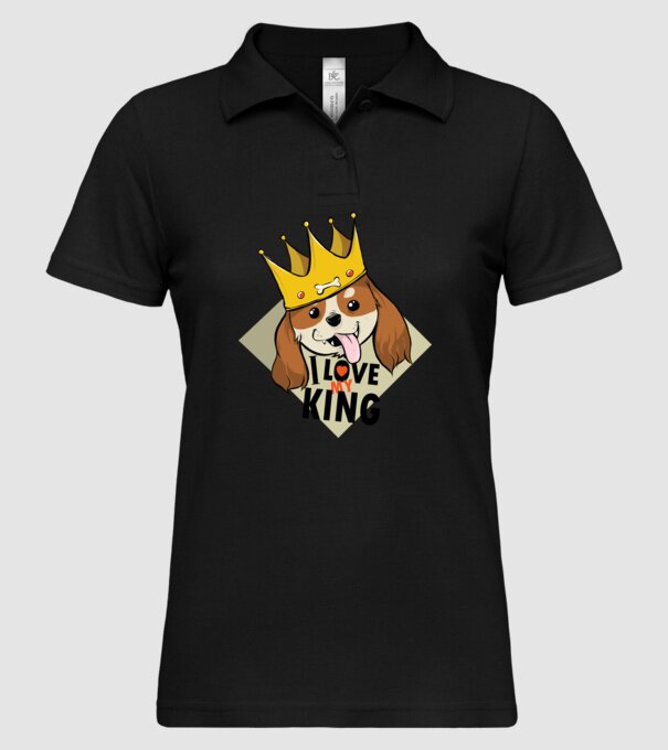 I love my king - Cavalier King Charles tricou cu câine Cocker Spaniel model negru pe tricou