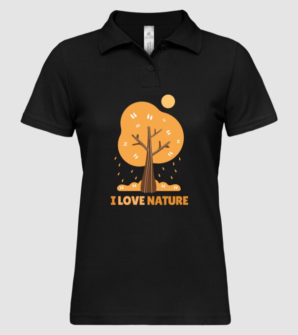 I Love Nature model negru pe tricou