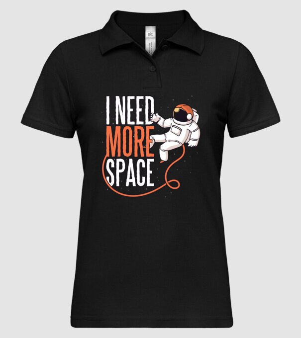 I need more space tricou astronaut model negru pe tricou
