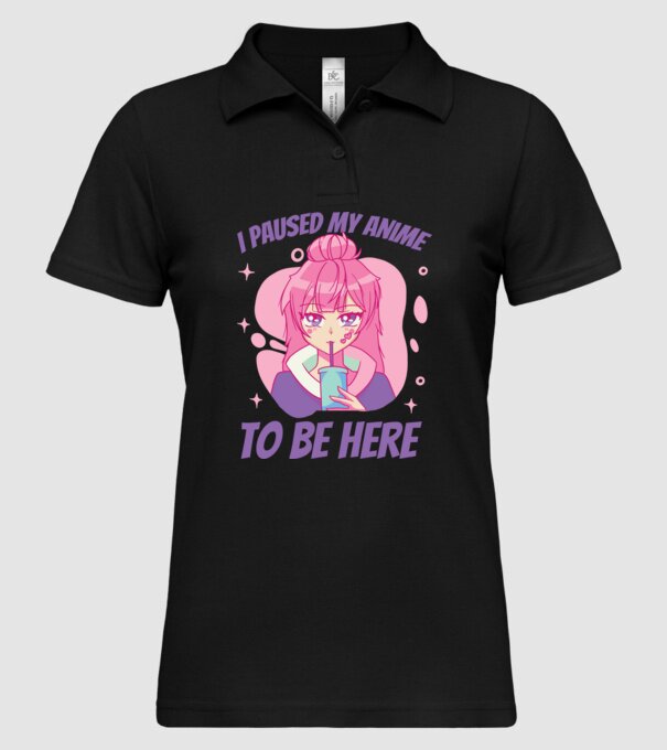 I paused my Anime to be here model negru pe tricou