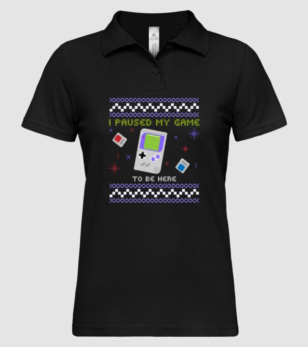I paused my game to be here - Gamer pulovăr urât model negru pe tricou