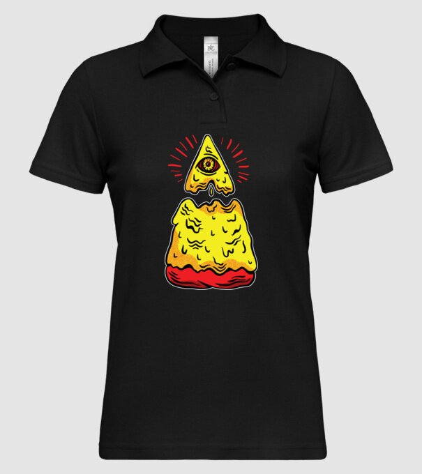 Illuminati Pizza model negru pe tricou