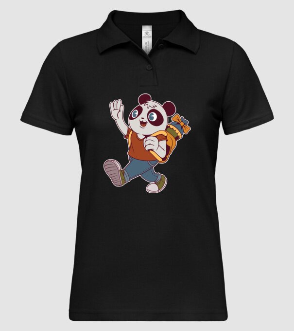 Panda școlar model negru pe tricou