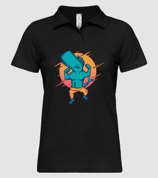 Balenă musculoasă model negru pe tricou